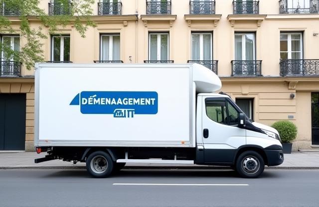 Camion de Déménagement Elite devant un immeuble parisien